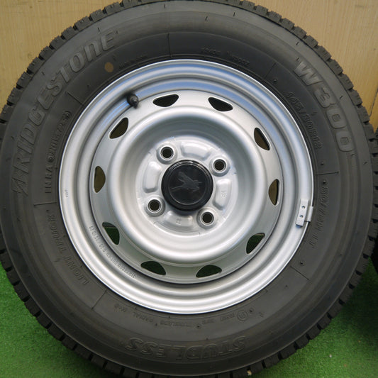 バリ溝！25年！キレイ！9分◎スタッドレス 145/80R12 80/78N ブリヂストン W300 スチール ホイール 12インチ PCD100/4H◎6090203Hス