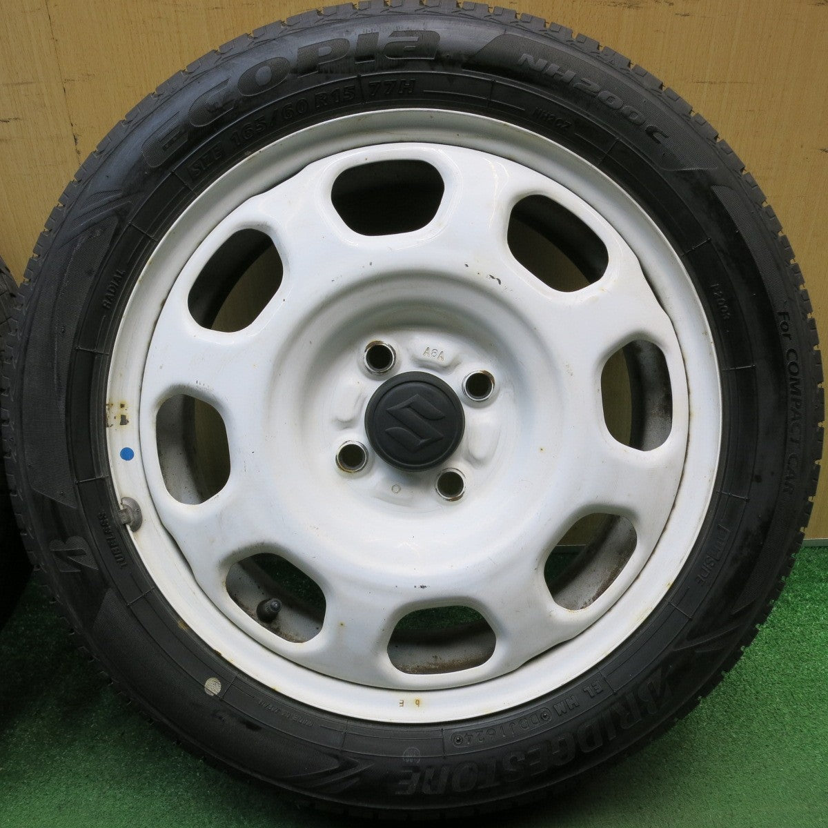 バリ溝！24年！9分◎スズキ ハスラー 純正 スチール 165/60R15 ブリヂストン エコピア NH200C 15インチ PCD100/4H◎6072307HAノ