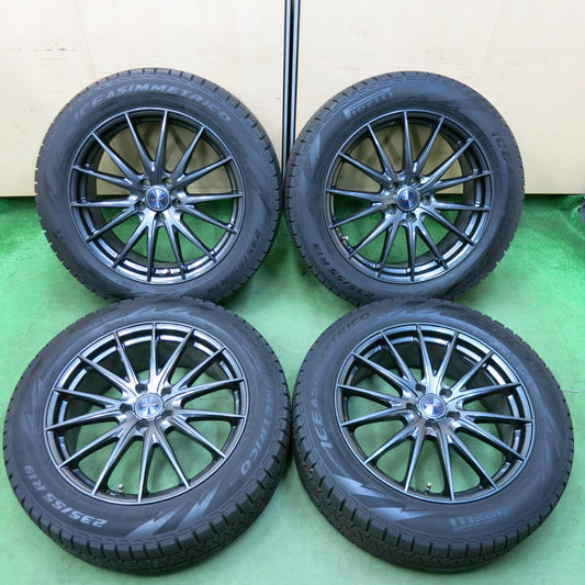 [送料無料] バリ溝！21年！キレイ！9.5分以上★スタッドレス 235/55R19 ピレリ アイスアシンメトリコ VELVA SPORTZ ヴェルヴァ 19インチ PCD114.3/5H★4122711SYス
