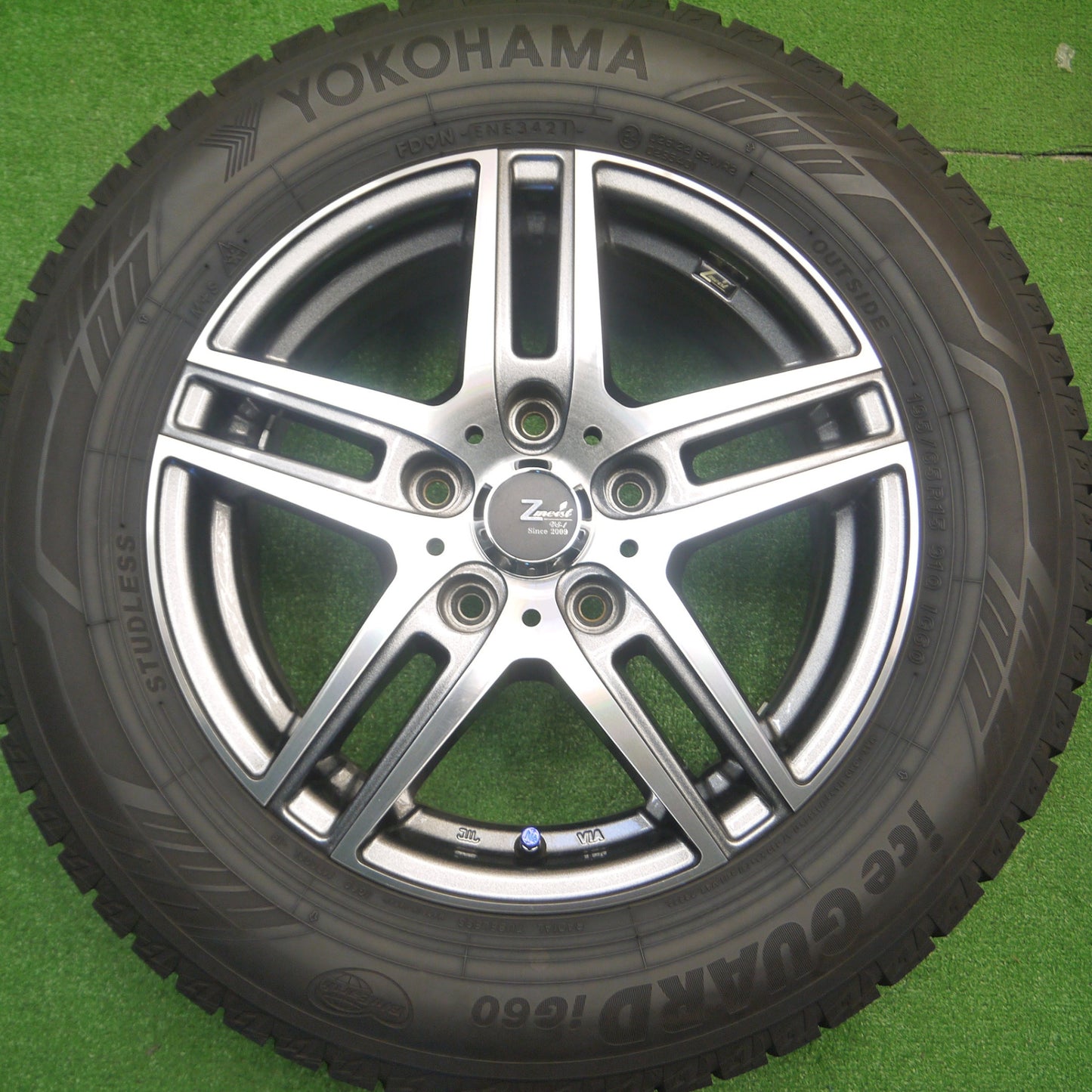 [送料無料] バリ溝！21年！キレイ！9.5分★スタッドレス 195/65R15 ヨコハマ アイスガード iG60 Zmeist VS-1 15インチ PCD114.3/5H★4102501Hス