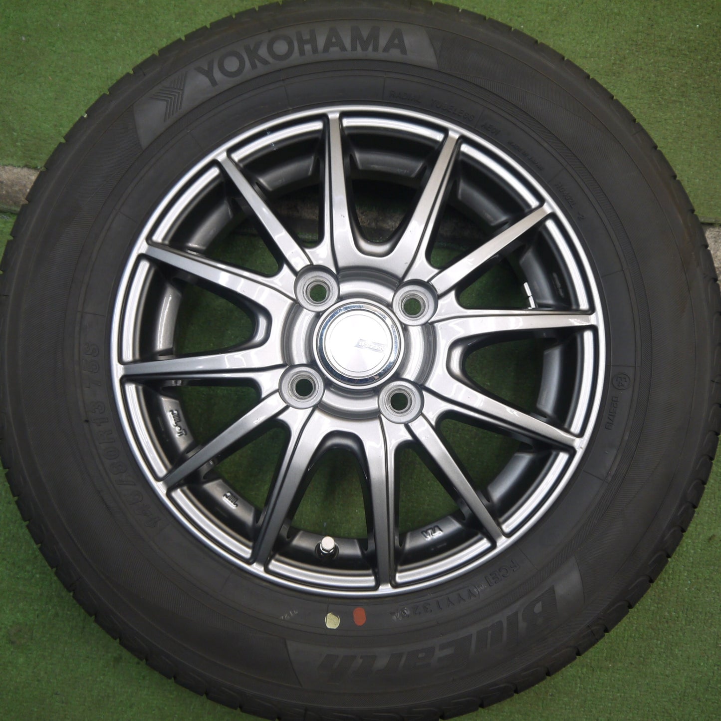 4本価格！23年★145/80R13 ヨコハマ ブルーアース AE01 WAZEN 社外 アルミ 13インチ PCD100/4H★5090106Hノ