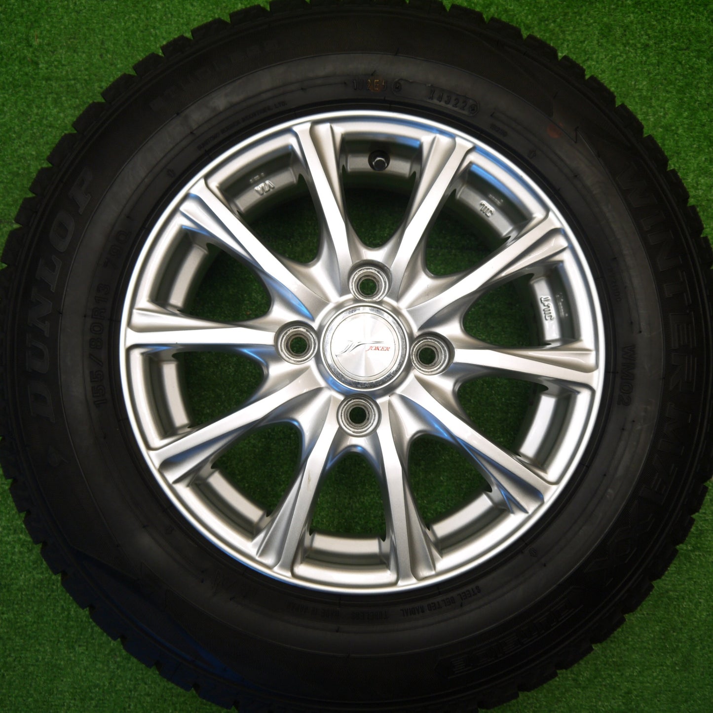 バリ溝！22年！キレイ！9.5分以上★スタッドレス 155/80R13 ダンロップ ウインターマックス WM02 JOKER ジョーカー 13インチ PCD100/4H★5101703Hス