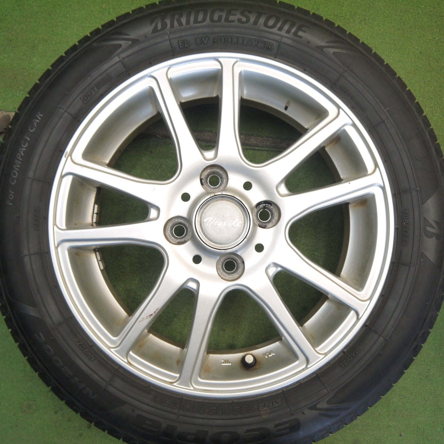 4本価格！23年◎155/65R14 ブリヂストン エコピア NH200C Vitale 社外 アルミ 14インチ PCD100/4H◎6071508Hノ