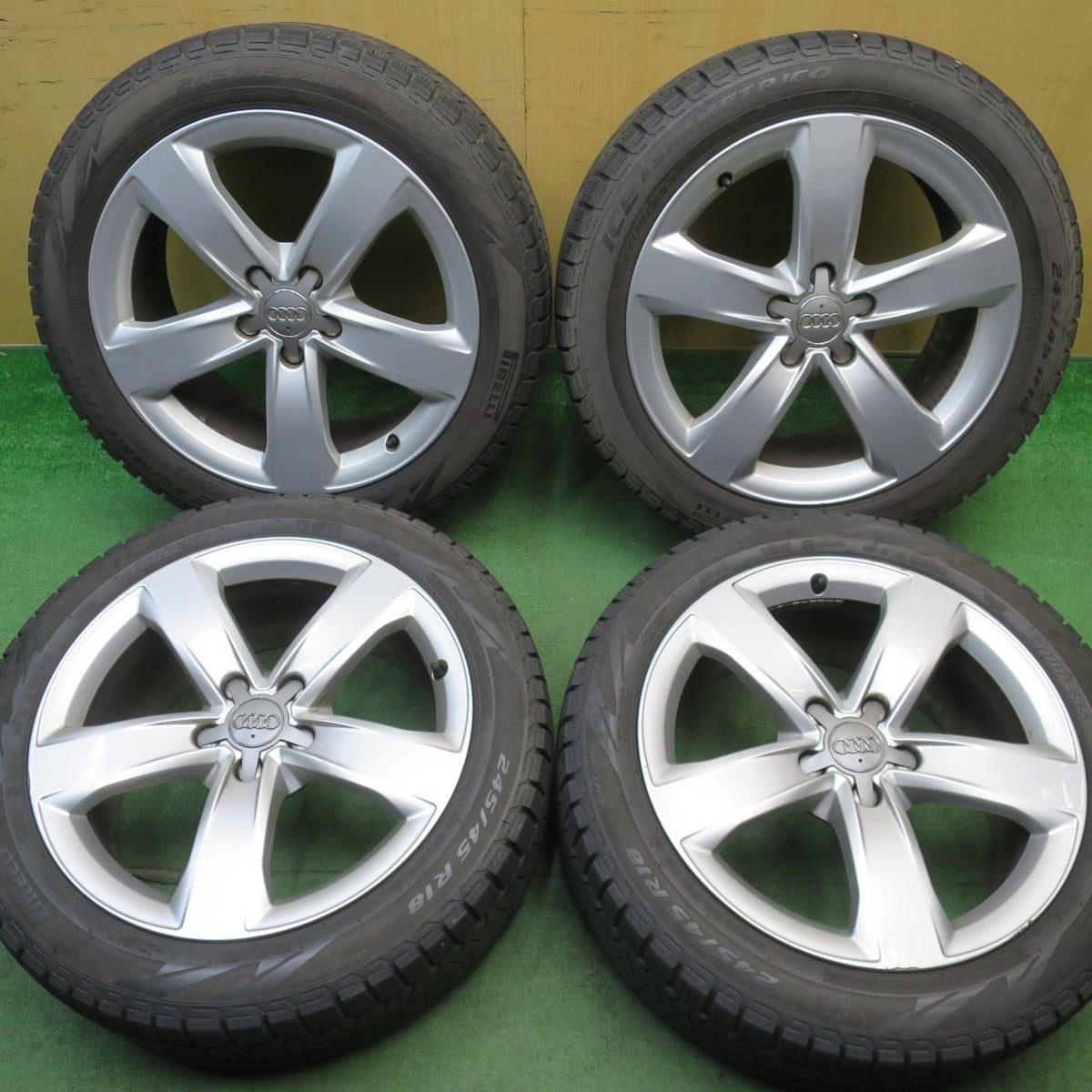 4本価格★アウディ A4 A5 A6 等 純正 245/45R18 スタッドレス ピレリ アイスアシンメトリコ 18インチ PCD112/5H★6042906NJス