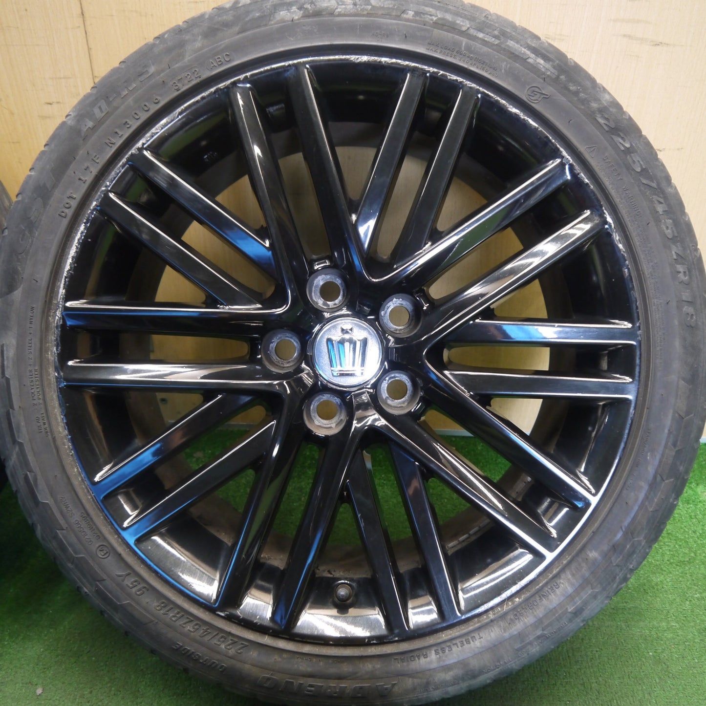 4本価格！22年◎トヨタ 210系 クラウン アスリート ブラック スパッタリング 純正 225/45R18 CST ADRENO AD-R9 18インチ PCD114.3/5H◎6062404Hノ