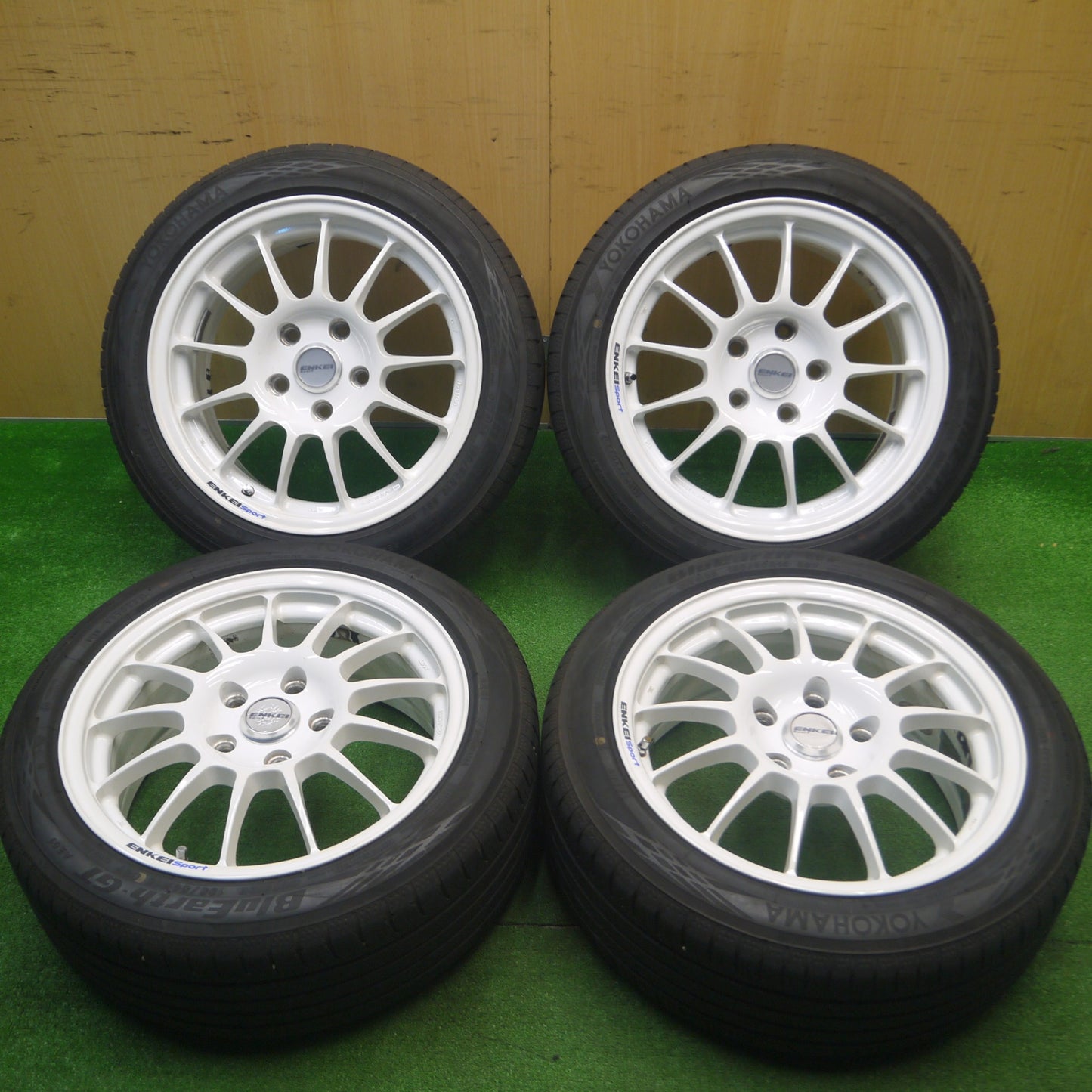 [送料無料] キレイ！22年★ENKEI Sport 195/50R16 ヨコハマ BluEarth-GT AE51 エンケイ スポーツ 16インチ PCD114.3/5H★4112505Hノ