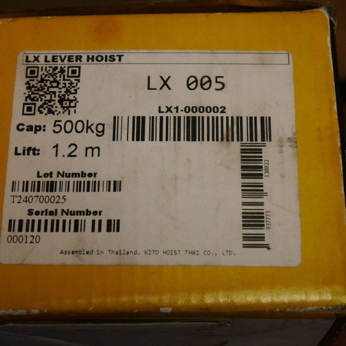キレイ☆KITO キトー レバーブロック 0.5ton LX005 LX1B V-4.3×12.0mm 0.5トン 1/2TON 500kg 工具☆