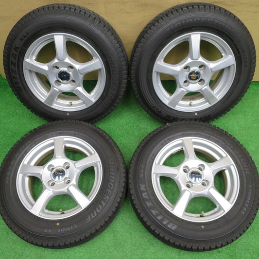 バリ溝！21年！9.5分★スタッドレス 155/80R14 88/86N ブリヂストン ブリザック VL1 CVW 社外 アルミ 14インチ PCD100/4H★5121401NKス