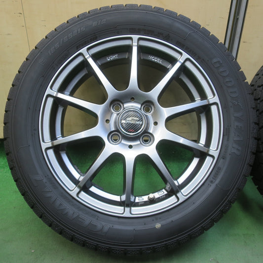 バリ溝!24年!キレイ!9.5分◎スタッドレス 165/65R15 グッドイヤー アイスナビ7 SCHNEIDER MiD シュナイダー 15インチ タフト ソリオ 等 PCD100/4H◎6083105イス