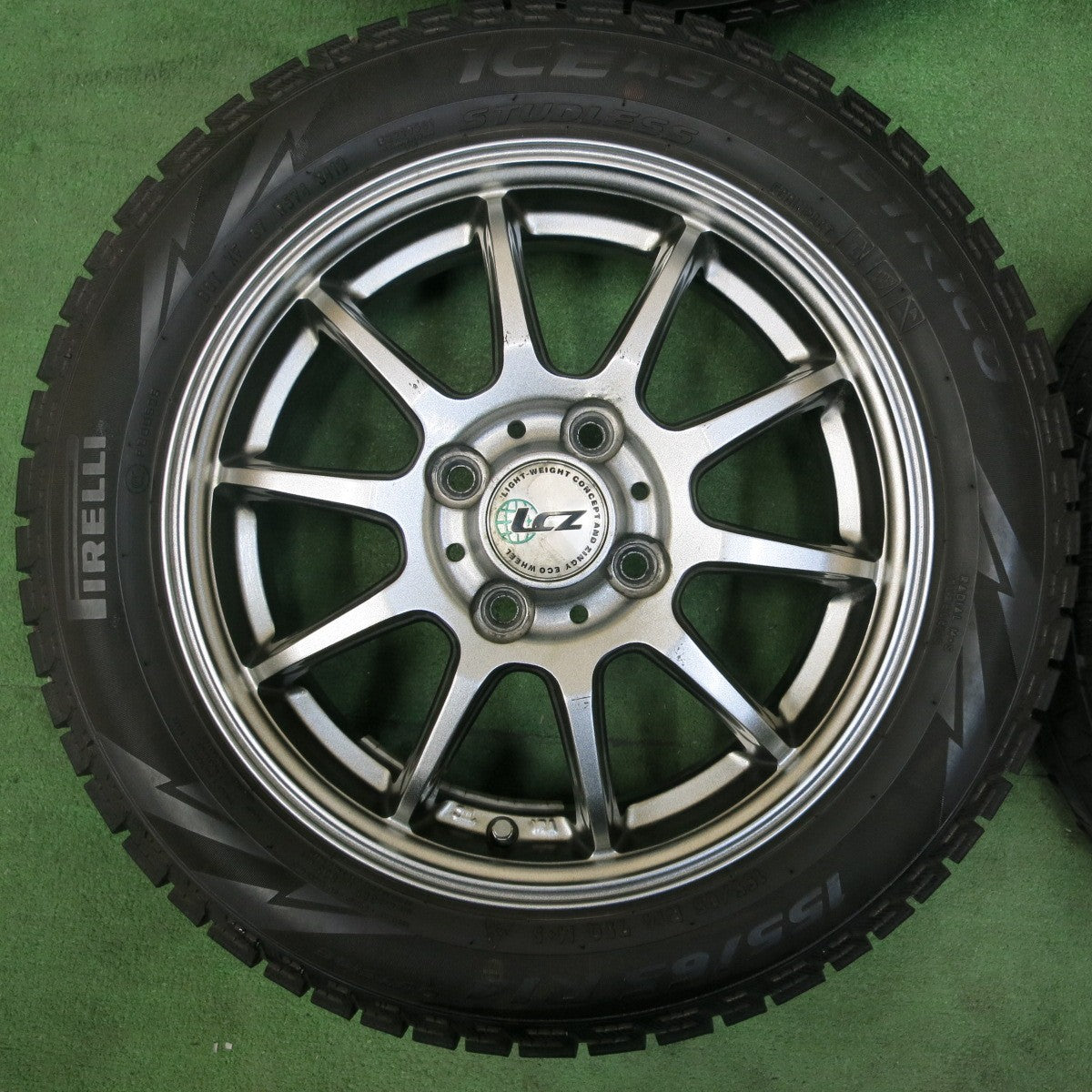 [送料無料] 4本価格★スタッドレス 155/65R14 ピレリ アイスアシンメトリコ LCZ 社外 アルミ 14インチ PCD100/4H★4110808SYス