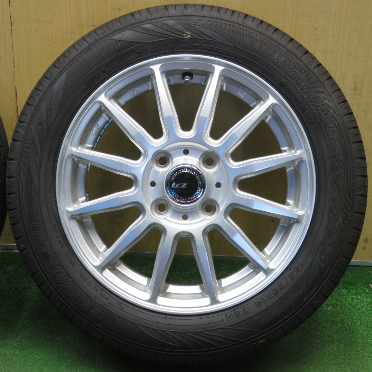 バリ溝！26年！キレイ！9.5分以上◎155/65R14 オートバックス Maxrun Efficia LCZ 社外 アルミ 14インチ PCD100/4H◎6082803NJノ