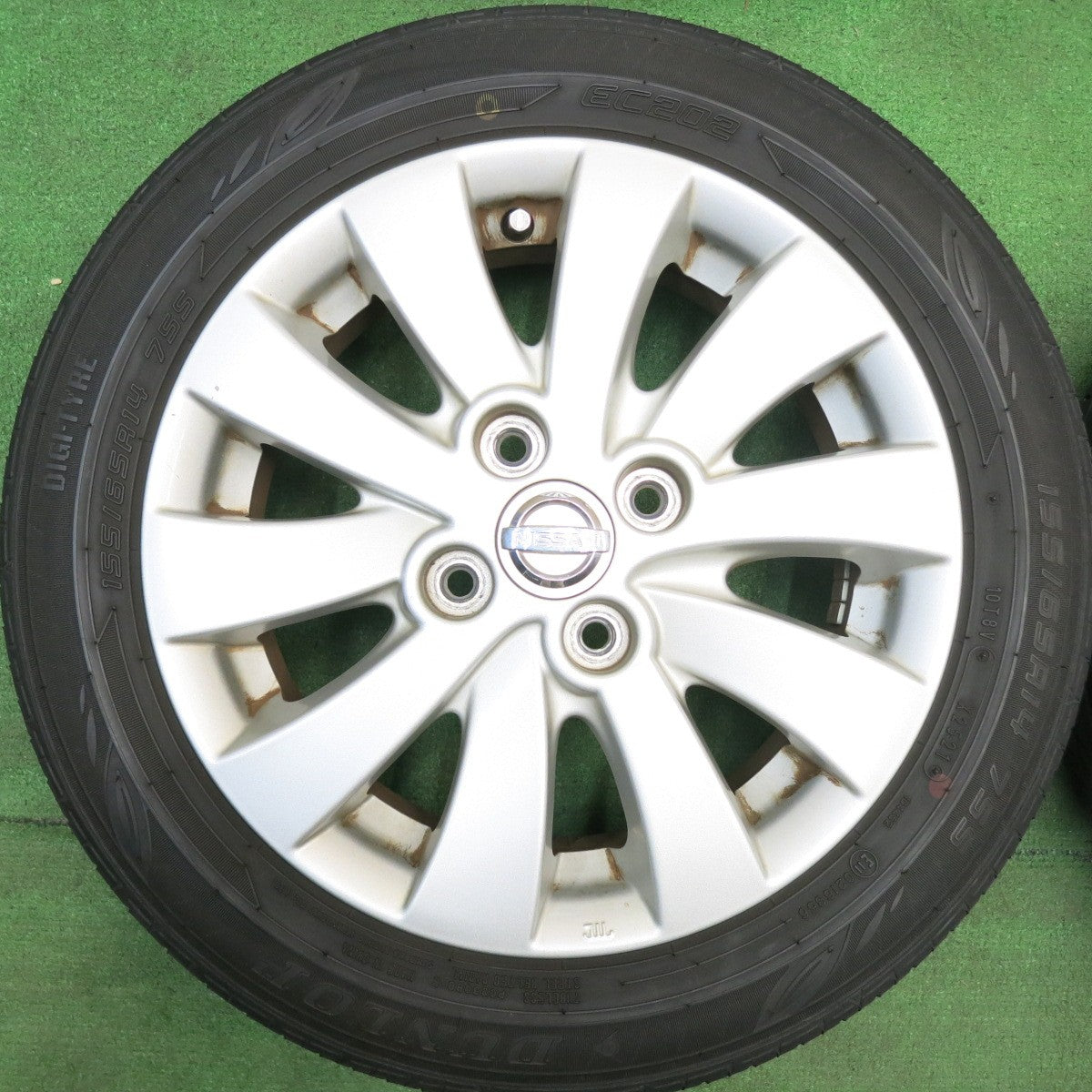 4本価格★日産 モコ スズキ MRワゴン 純正 155/65R14 ダンロップ EC202 14インチ PCD100/4H★6041208HAノ