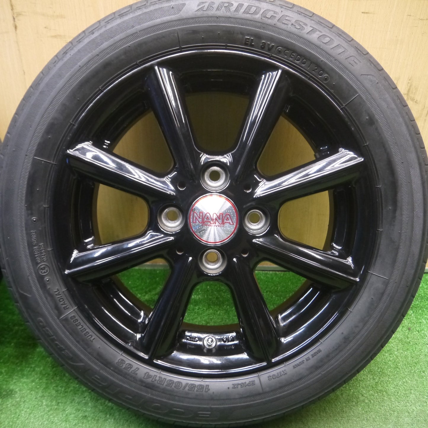 [送料無料] キレイ★Lehrmeister PREMIX NANA 155/65R14 ブリヂストン エコピア EP150 レアマイスター プレミックス ナナ 14インチ PCD100/4H★5022801Hノ