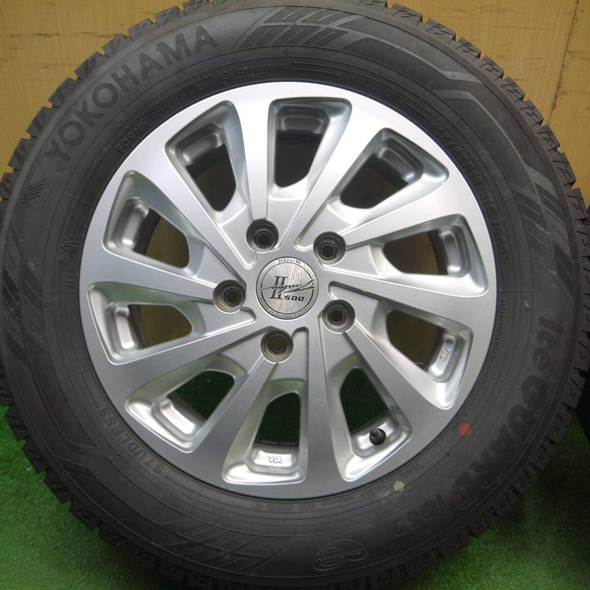 バリ溝！23年！キレイ！ほぼ10分★スタッドレス 195/65R15 ヨコハマ アイスガード iG60 D.O.S. TurbineⅡ DOS タービン 2 15インチ PCD114.3/5H★5030501Hス