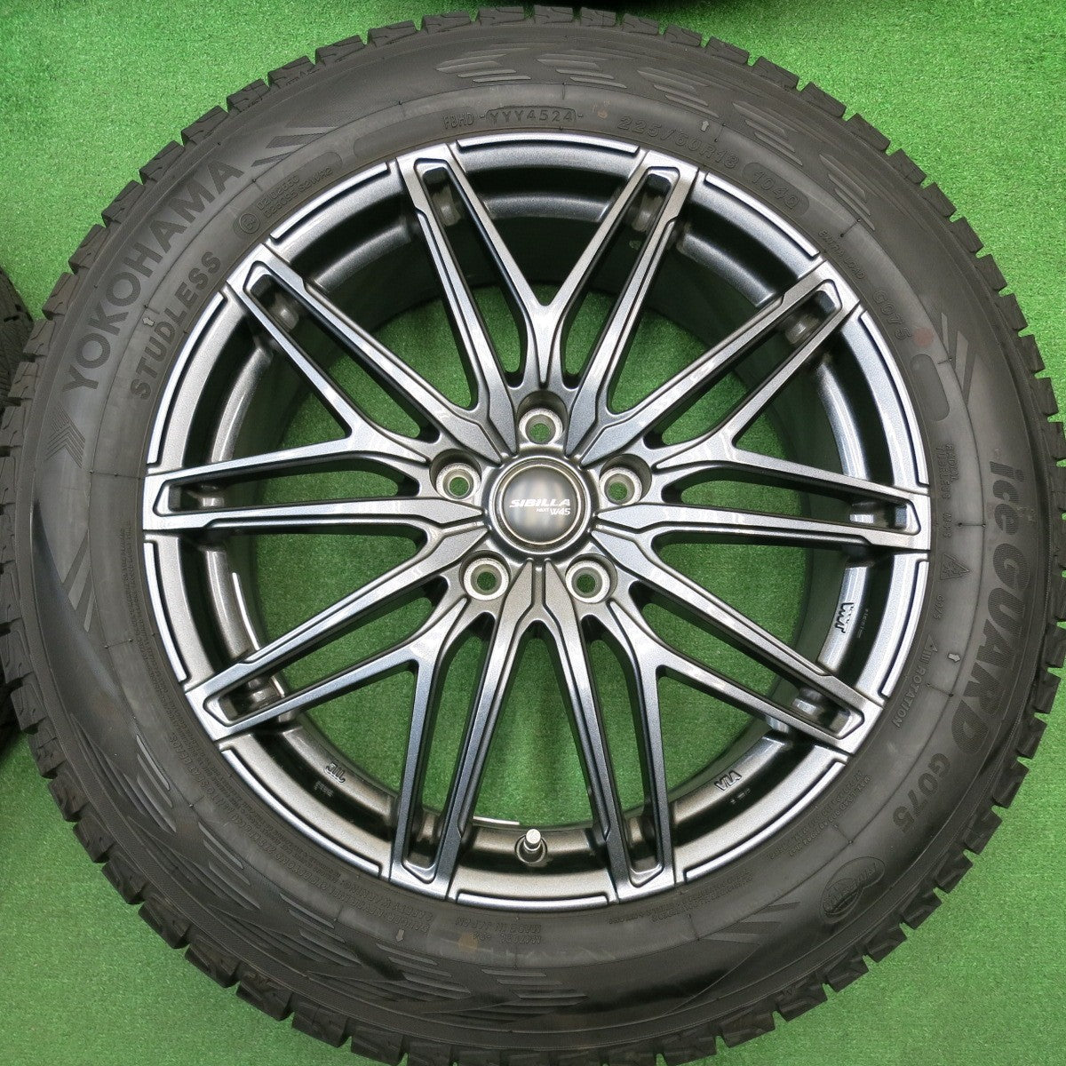 バリ溝！24年！キレイ！ほぼ10分★スタッドレス 225/60R18 ヨコハマ アイスガード G075 SIBILLA NEXT W45 シビラ ネクスト 18インチ PCD114.3/5H★5112013HAス