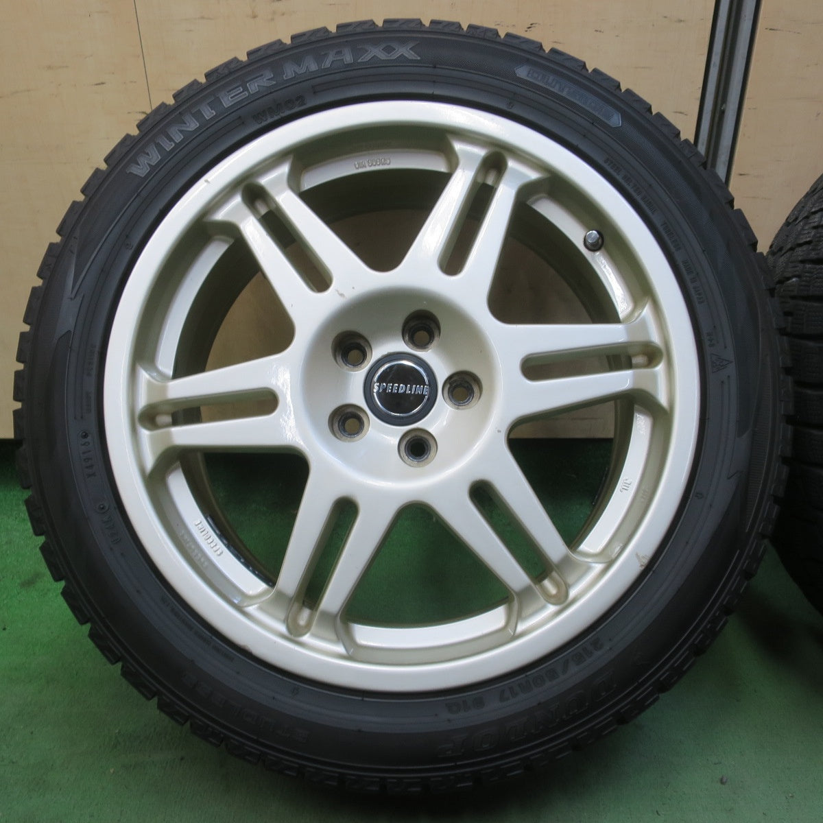バリ溝！9.5分★インプレッサ 等 215/50R17 スタッドレス ダンロップ ウインターマックス WM02 SPEEDLINE スピードライン 17インチ PCD100/5H★6042005イス
