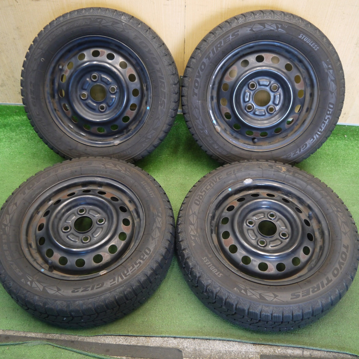 バリ溝！22年！9.5分以上◎スタッドレス 155/65R13 トーヨー オブザーブ GIZ2 スチール ホイール 13インチ PCD100/4H◎6082103Hス