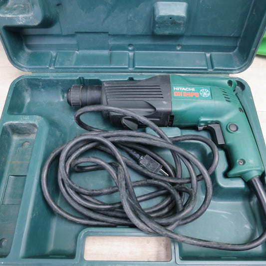 [送料無料] キレイ☆HITACHI 日立 ロータリハンマドリル DH24PB 24mm  13mm 100V DIY 電動 工具 大工 道具 ケース付き☆