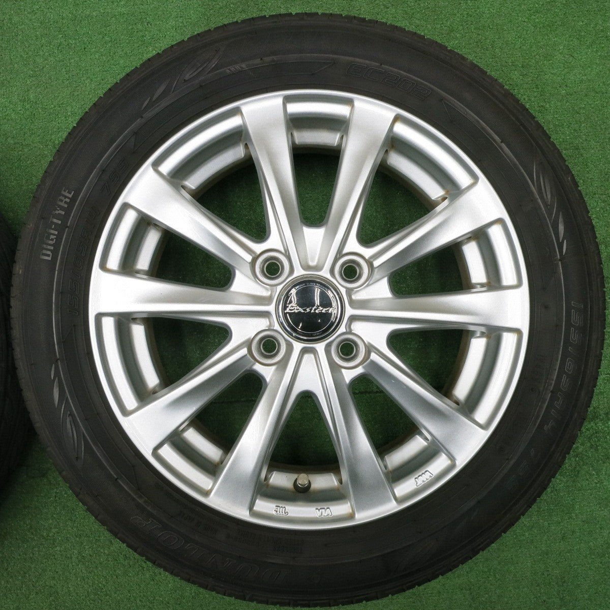 [送料無料] キレイ！23年★155/65R14 ダンロップ EC202 Exsteer エクスター 14インチ PCD100/4H★5010407NJノ