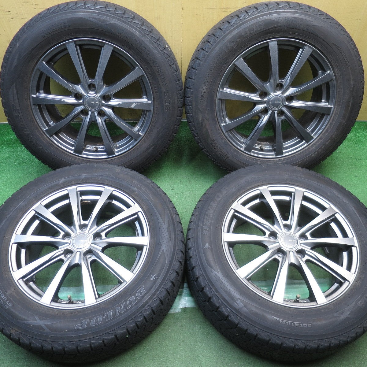 バリ溝！9.5分◎スタッドレス 225/65R17 ダンロップ ウインターマックス SJ8 GRASS グラス 17インチ PCD114.3/5H◎6100903NJス