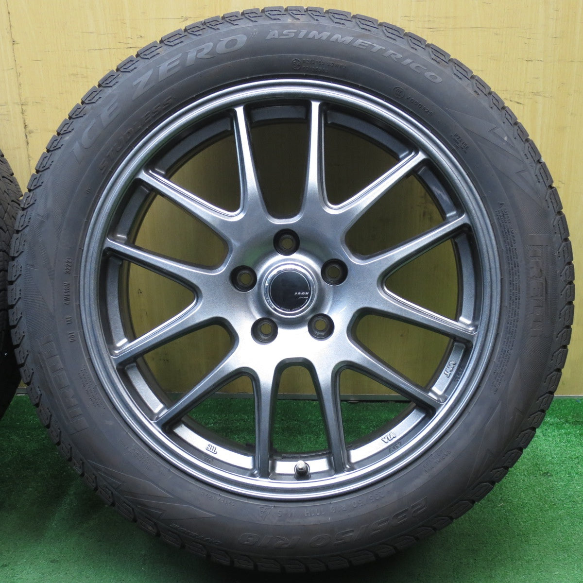 バリ溝！22年！キレイ！9分★スタッドレス 235/50R18 ピレリ アイスゼロ アシンメトリコ ZACK JP-205 MONZA ザック 18インチ PCD114.3/5H★5052502NJス