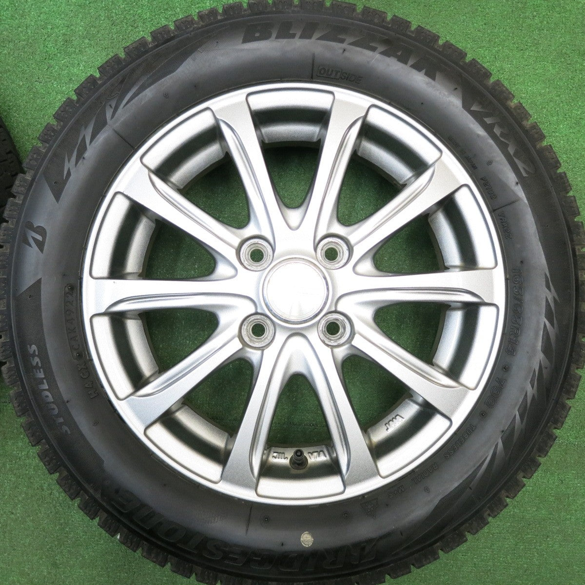 バリ溝！22年！キレイ！8.5分★スタッドレス 165/65R14 ブリヂストン ブリザック VRX2 WEZEN 社外 アルミ 14インチ PCD100/4H★5121310HAス