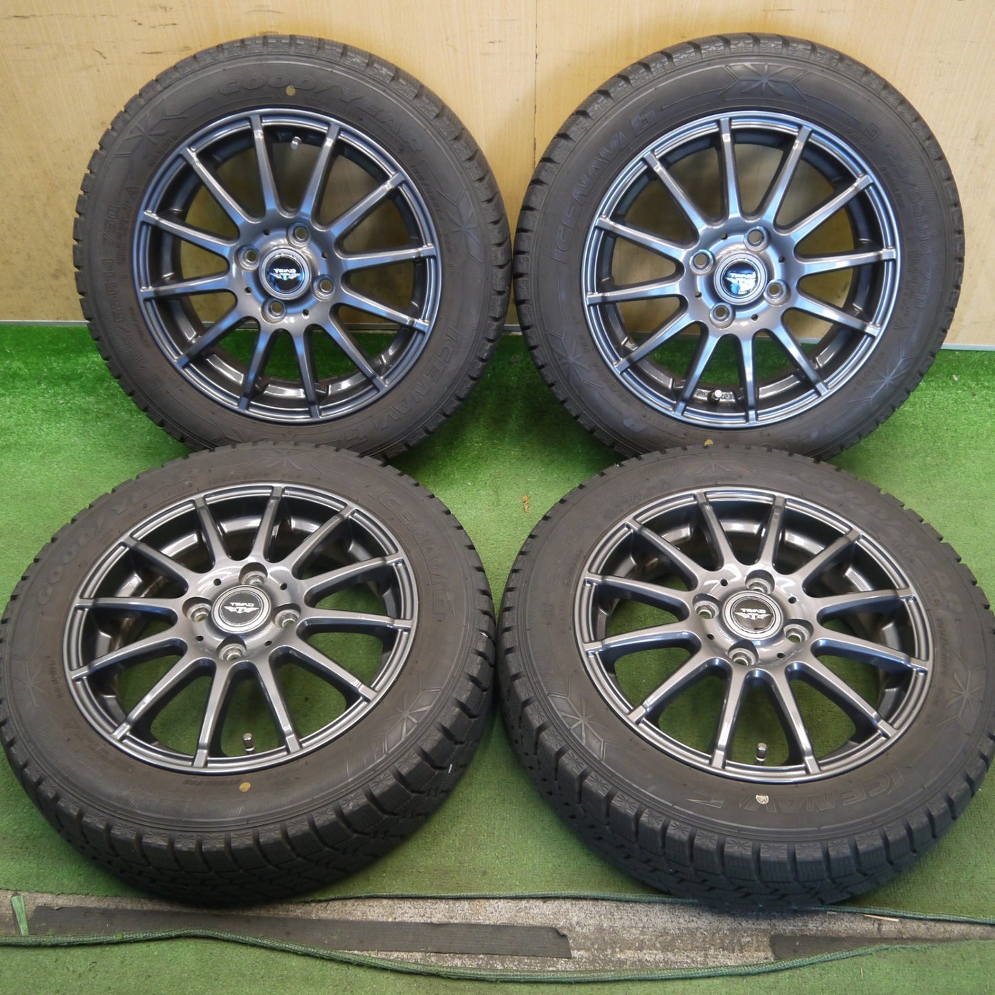 バリ溝！キレイ！9.5分以上◎スタッドレス 155/65R14 グッドイヤー アイスナビ6 TEAD テッド 14インチ PCD100/4H◎6082606Hス