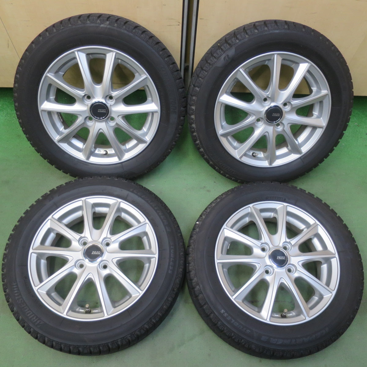 バリ溝！22年！キレイ！8.5分◎スタッドレス 155/65R14 ブリヂストン アイスパートナー2 PREO プレオ 14インチ PCD100/4H◎6092402イス