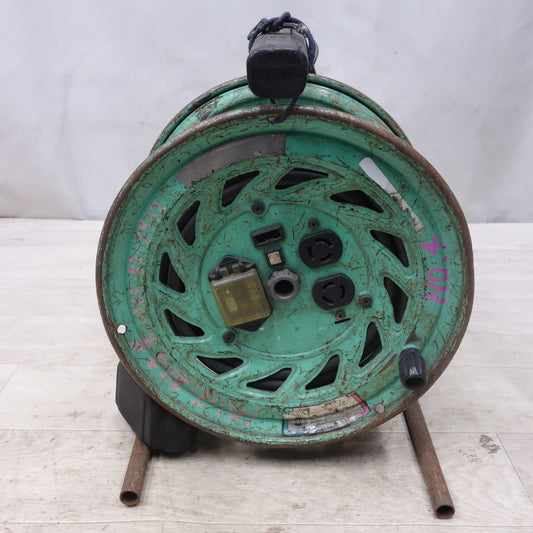 [送料無料] ◆日動 びっくリール 30m RND-EK30SL コードリール 電工 ドラム 屋内型 温度センサー付 ブレーカー付 ロック 引掛 式 緑 グリーン 100V②◆