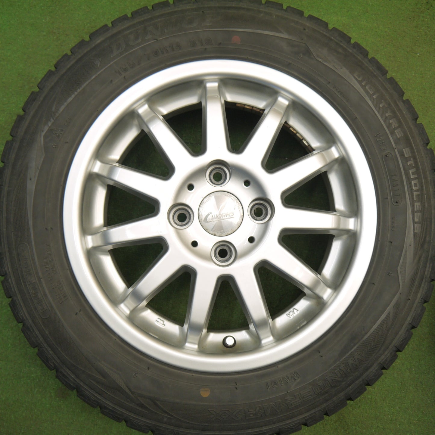 キレイ★ワーゲン up! 等 165/70R14 スタッドレス ダンロップ ウインターマックス WM01 CWORKS MS-1 C-Works シーワークス 14インチ PCD100/4H★6030907Hス