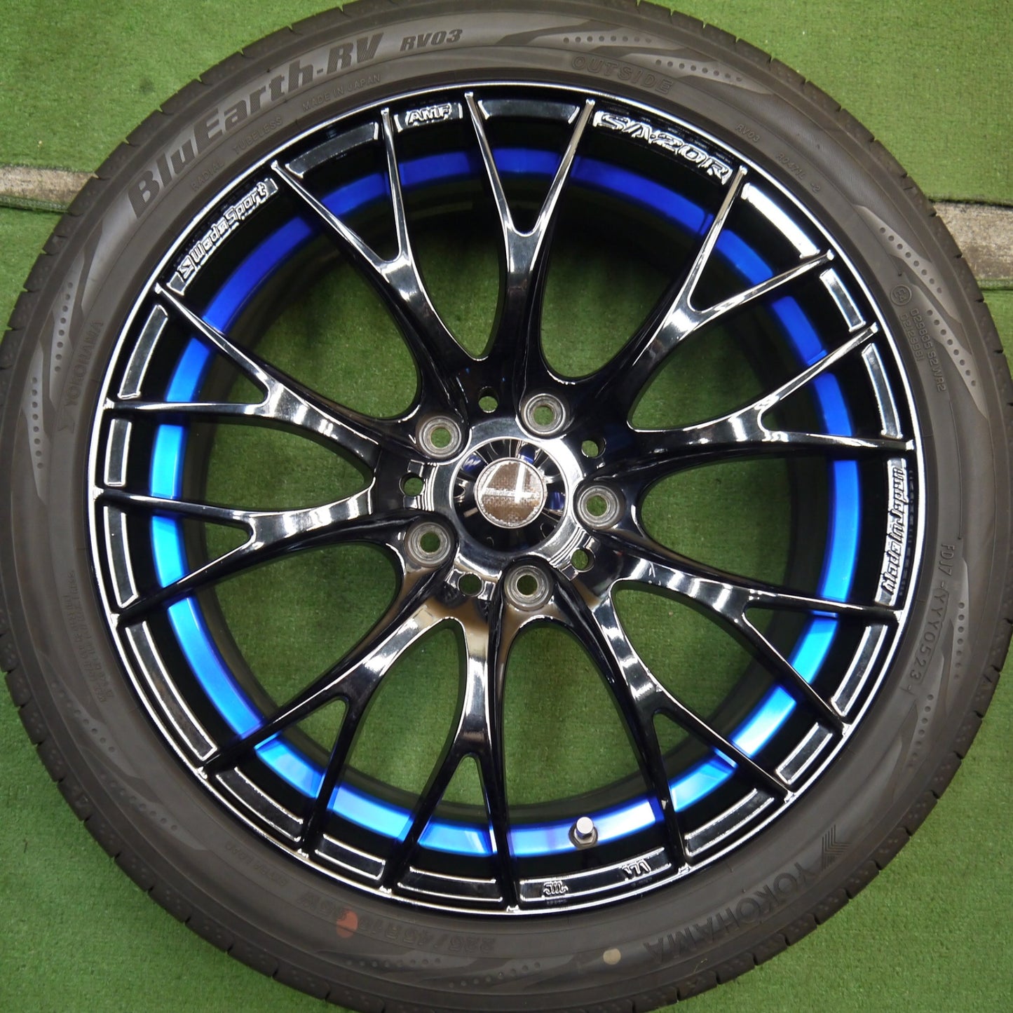 センサー付！バリ溝！23年！キレイ！9.5分★WedsSport SA-20R AMF 225/45R18 ヨコハマ BluEarth-RV RV03 18インチ ウェッズスポーツ PCD114.3/5H★5062702Hノ