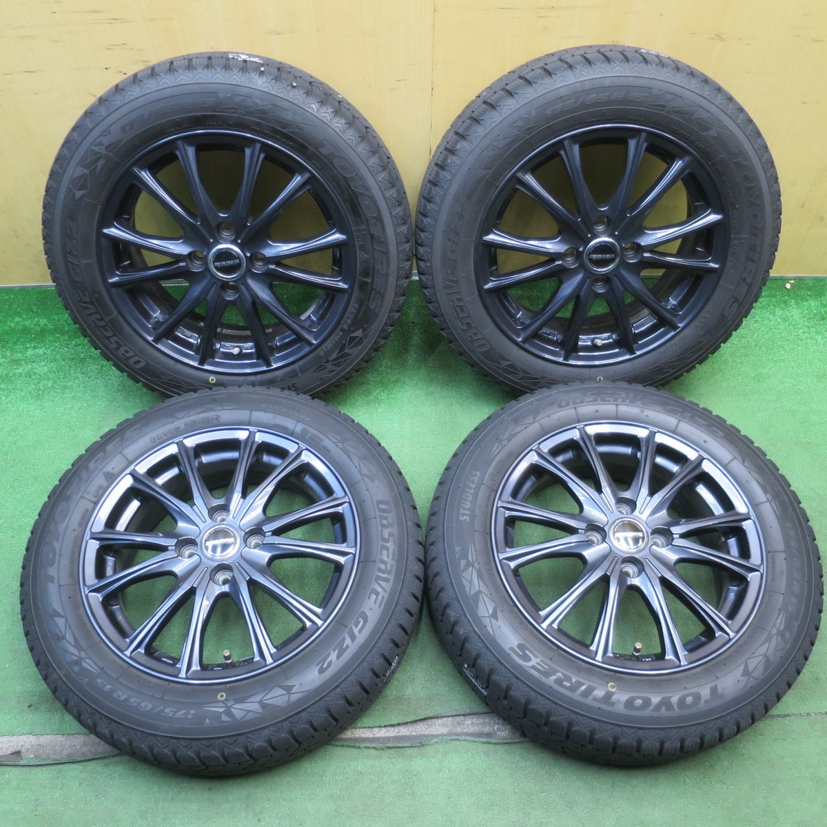 バリ溝！キレイ！9分◎スタッドレス 175/65R15 トーヨー オブザーブ GIZ2 WAREN ヴァーレン 15インチ PCD100/4H◎6072203NJス