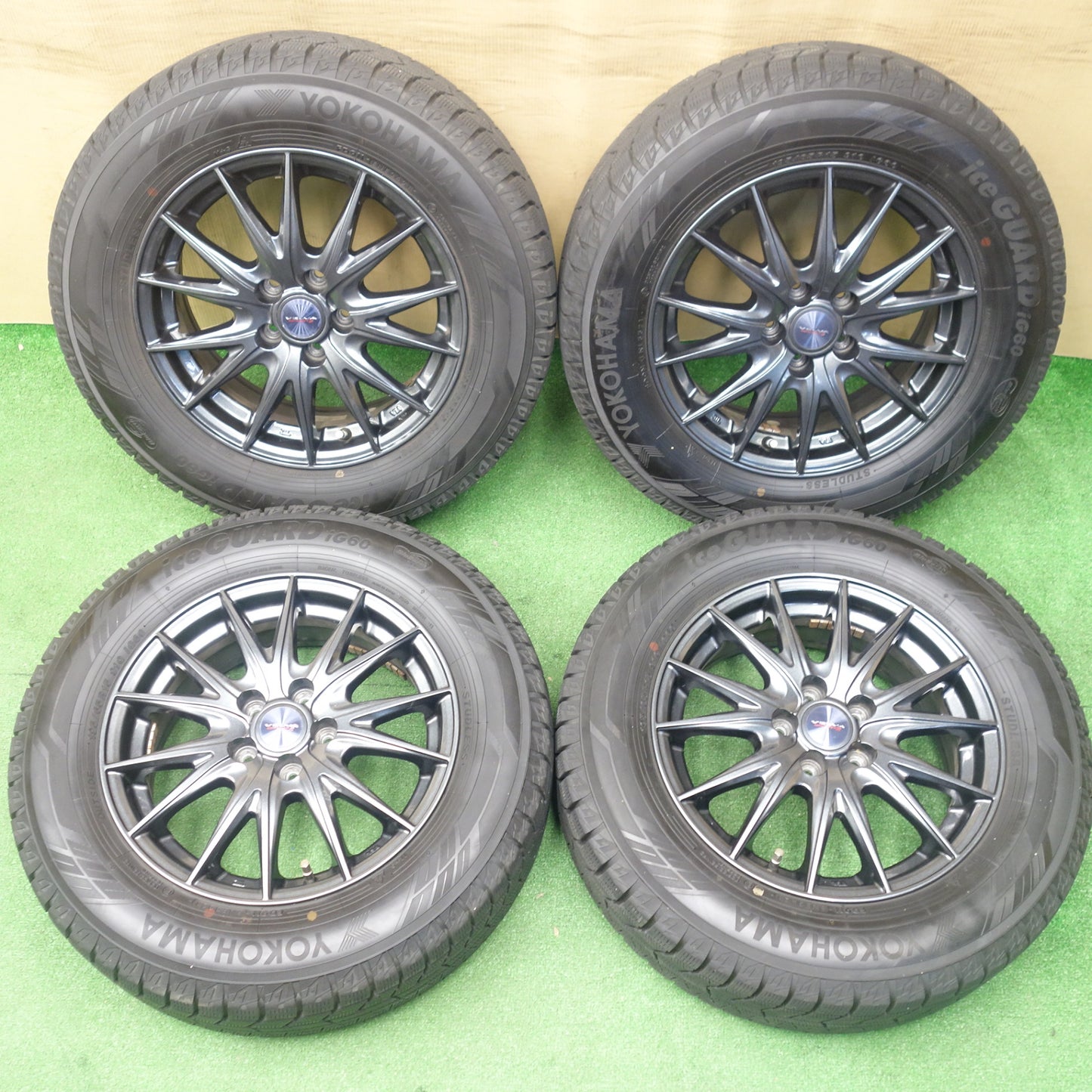 バリ溝！キレイ！ほぼ10分★プリウス 等 195/65R15 スタッドレス ヨコハマ アイスガード iG60 VELVA SPORTZ ヴェルヴァ 15インチ PCD100/5H★6012902KTス