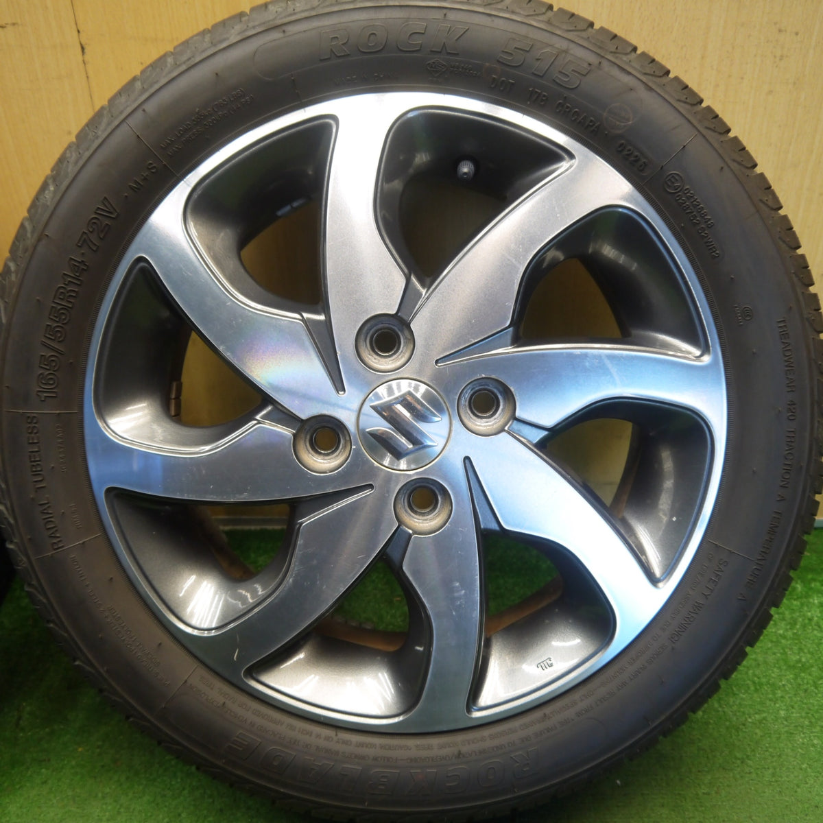 バリ溝！26年！9分◎スズキ パレット SW 純正 165/55R14 ロックブレード ROCK 515 14インチ PCD100/4H◎6091507Hノ