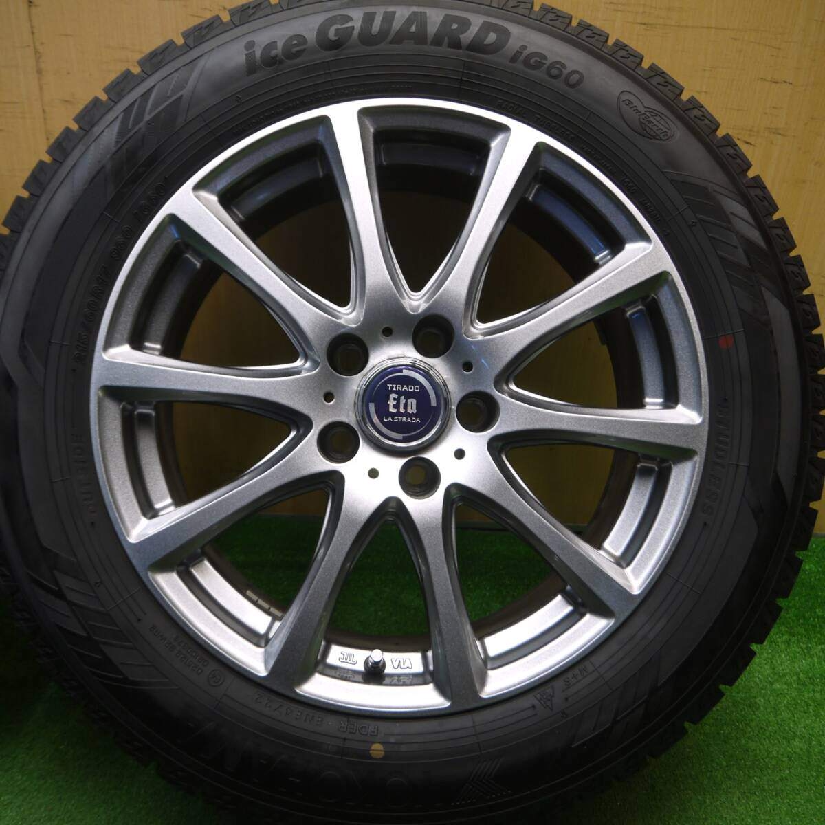 バリ溝！22年！キレイ！9.5分★スタッドレス 215/60R17 ヨコハマ アイスガード iG60 TIRADO Eta LA STRADA ティラード ラストラーダ 17インチ PCD114.3/5H★5011405Hス