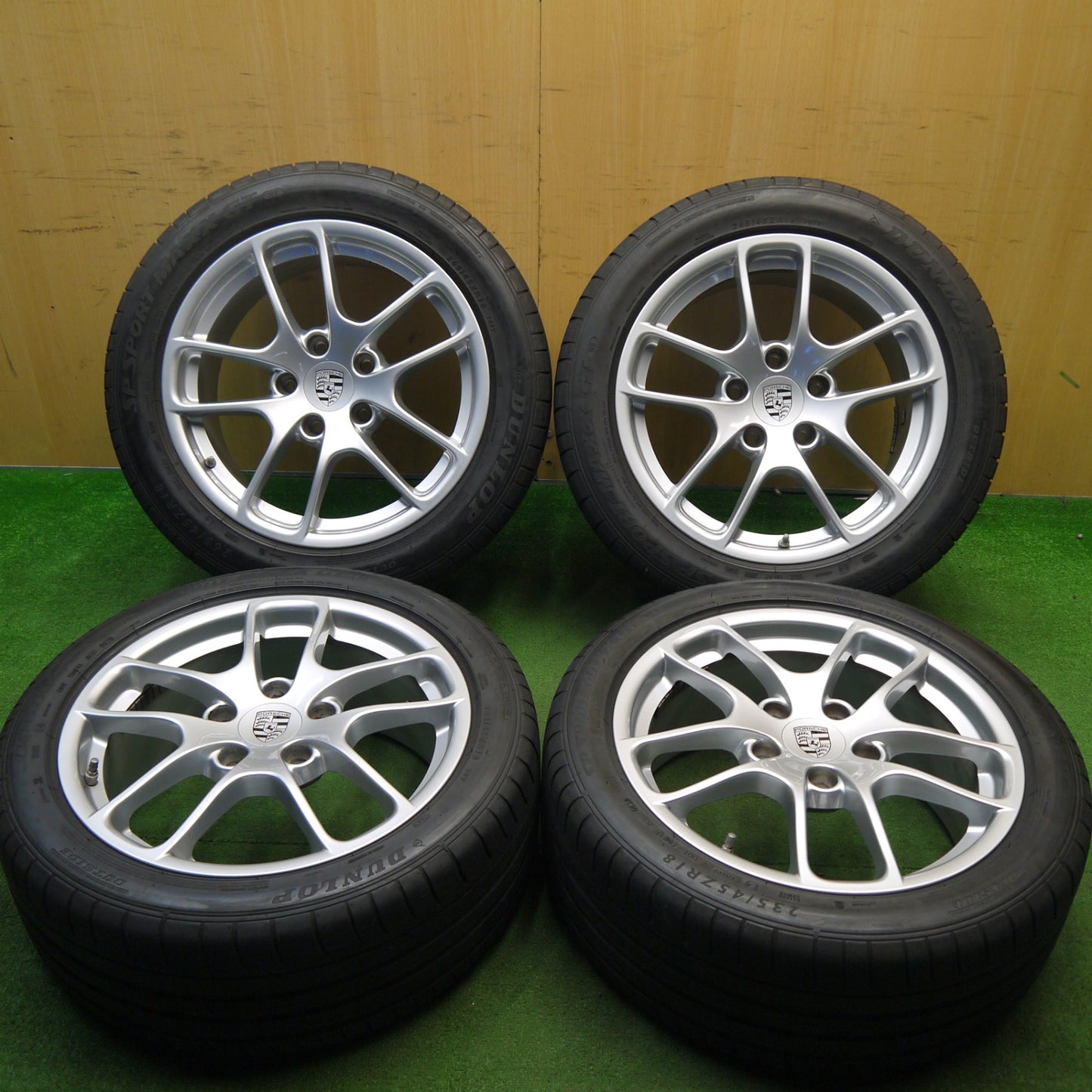 キレイ★ポルシェ 981 ケイマン 純正 235/45R18 265/45R18 ダンロップ SPスポーツマックス GT 18インチ PCD130/5H★5041606Hノ