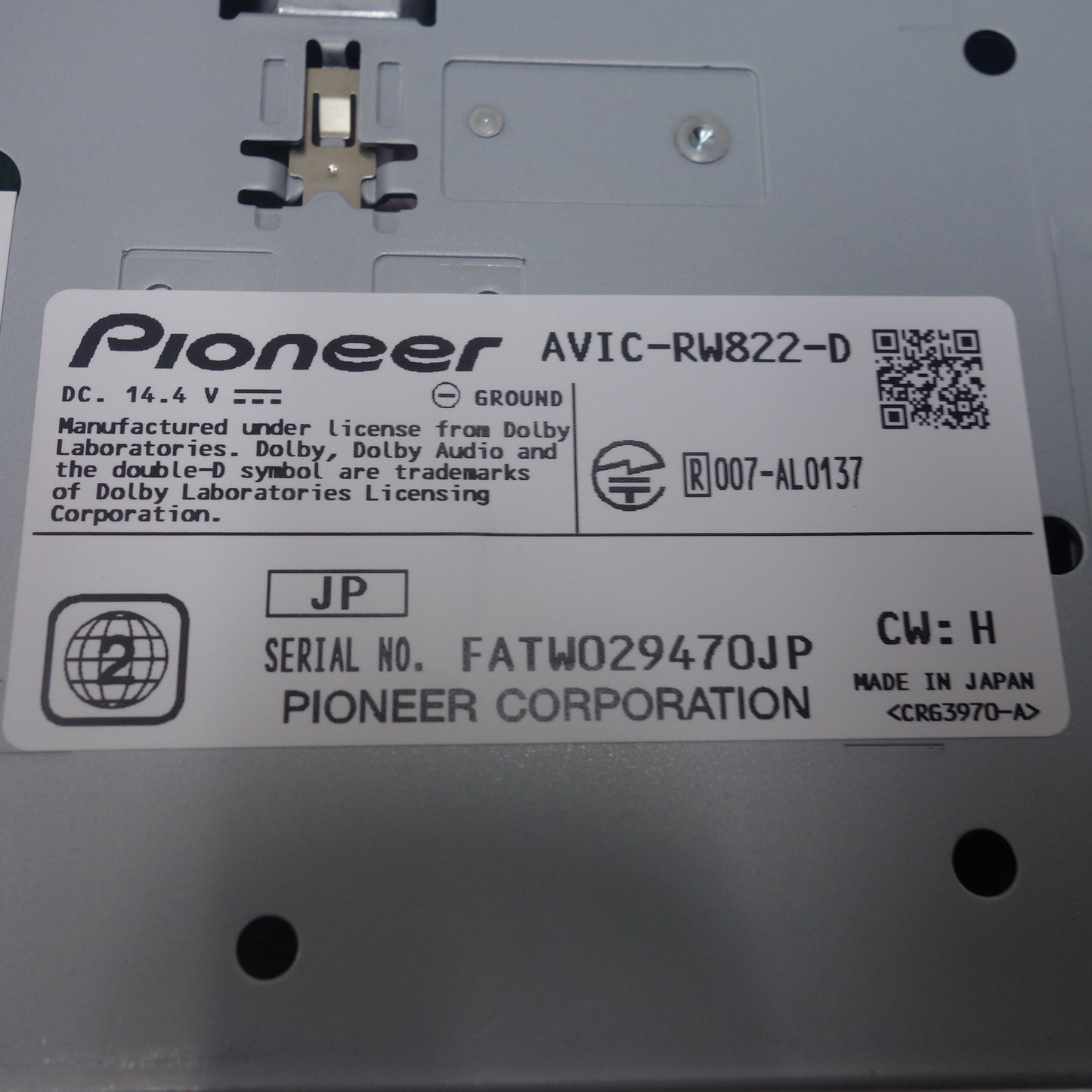 [送料無料] 未使用◆Pioneer carrozzeria 楽ナビ カーナビ AVIC-RW822-D メモリーナビ パイオニア カロッツェリア◆