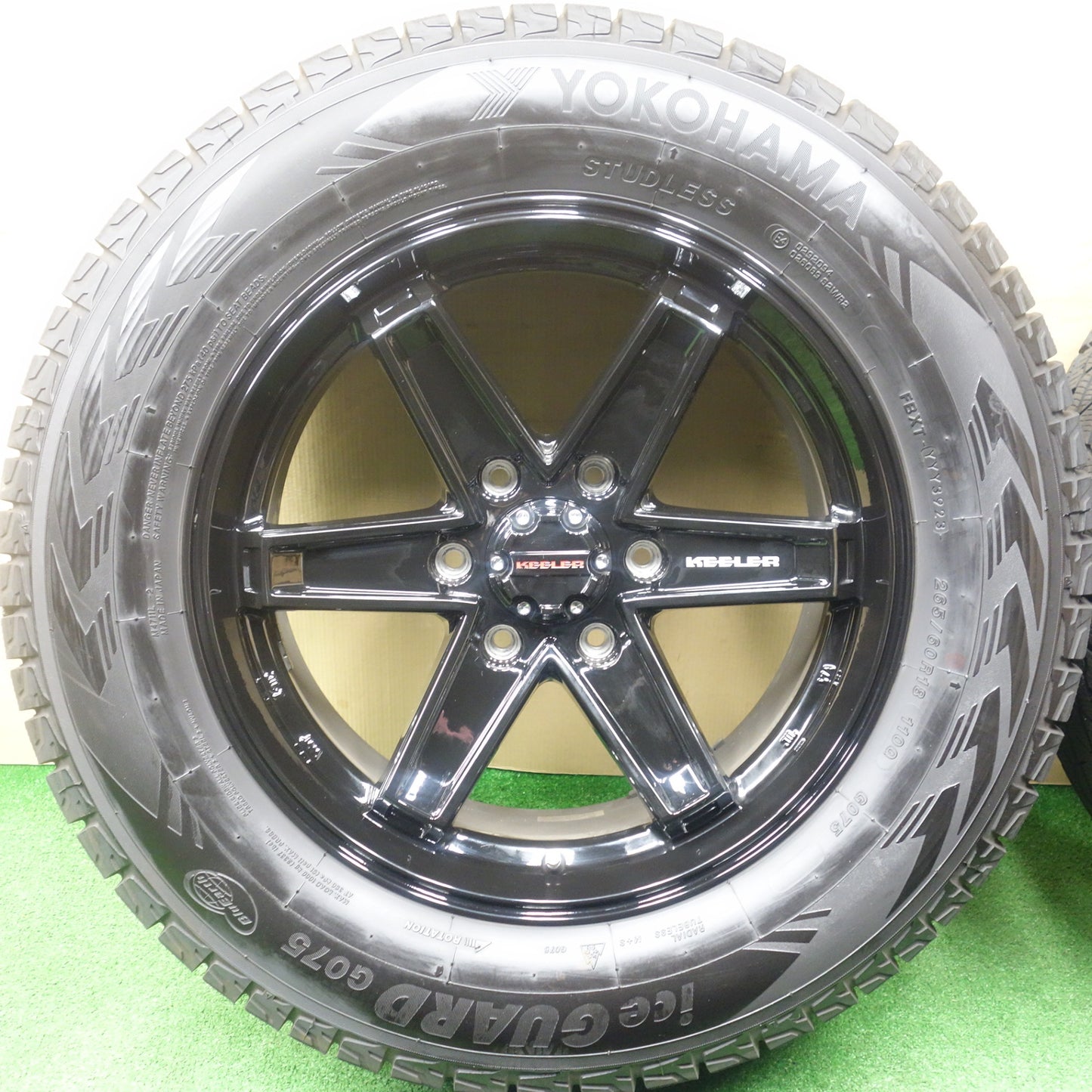 バリ溝！23年！キレイ！9.5分★KEELER TACTICS 265/60R18 スタッドレス ヨコハマ アイスガード G075 キーラー タクティクス 18インチ PCD139.7/6H★6011702KTス