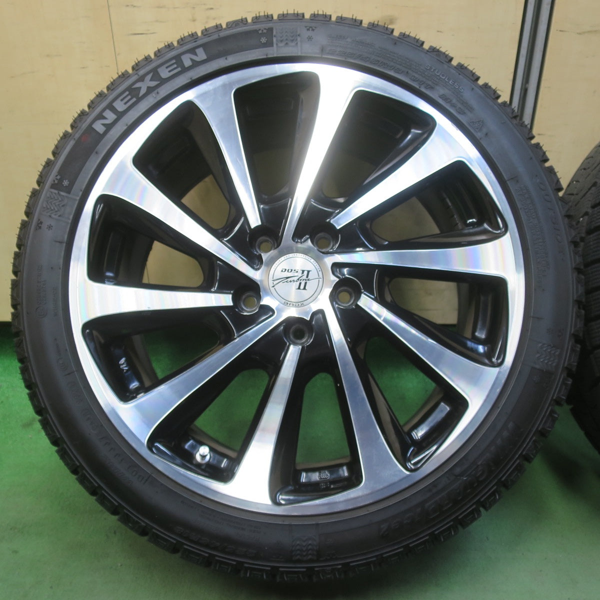 バリ溝！24年！9.5分★スタッドレス 225/45R18 ネクセン ウィンガード アイス2 BADX D.O.S. TURBINE Ⅱ DOS 18インチ PCD114.3/5H★6051303イス
