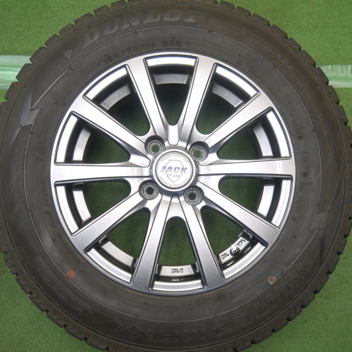 バリ溝！キレイ！9分◎スタッドレス 185/70R14 ダンロップ ウインターマックス WM02 ZACK JP-110 MONZA ザック モンツァ 14インチ PCD100/4H◎6091405Hス