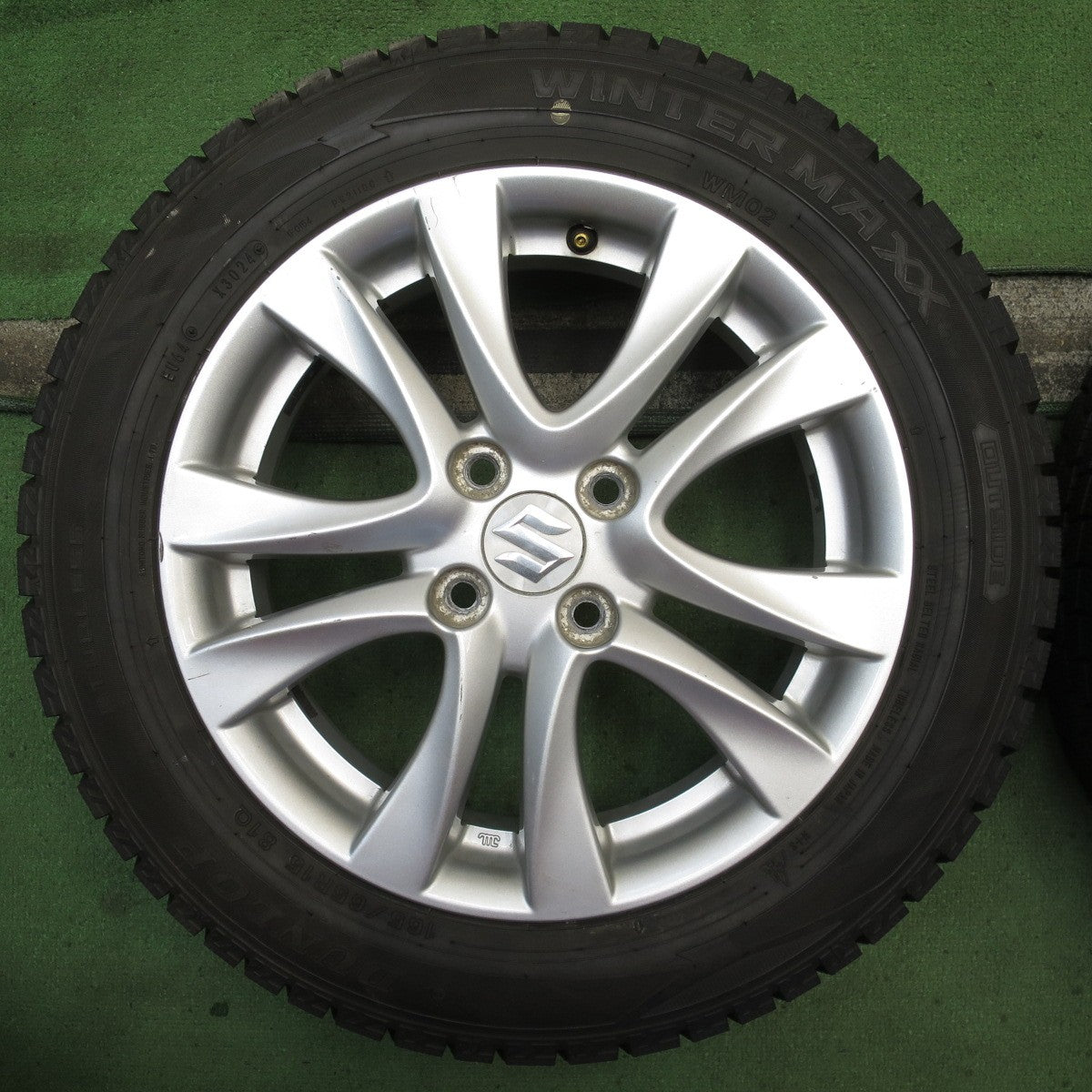 バリ溝！24年！9.5分◎スズキ MA36S ソリオ 純正 165/65R15 スタッドレス ダンロップ ウインターマックス WM02 15インチ PCD100/4H◎6082801NJス