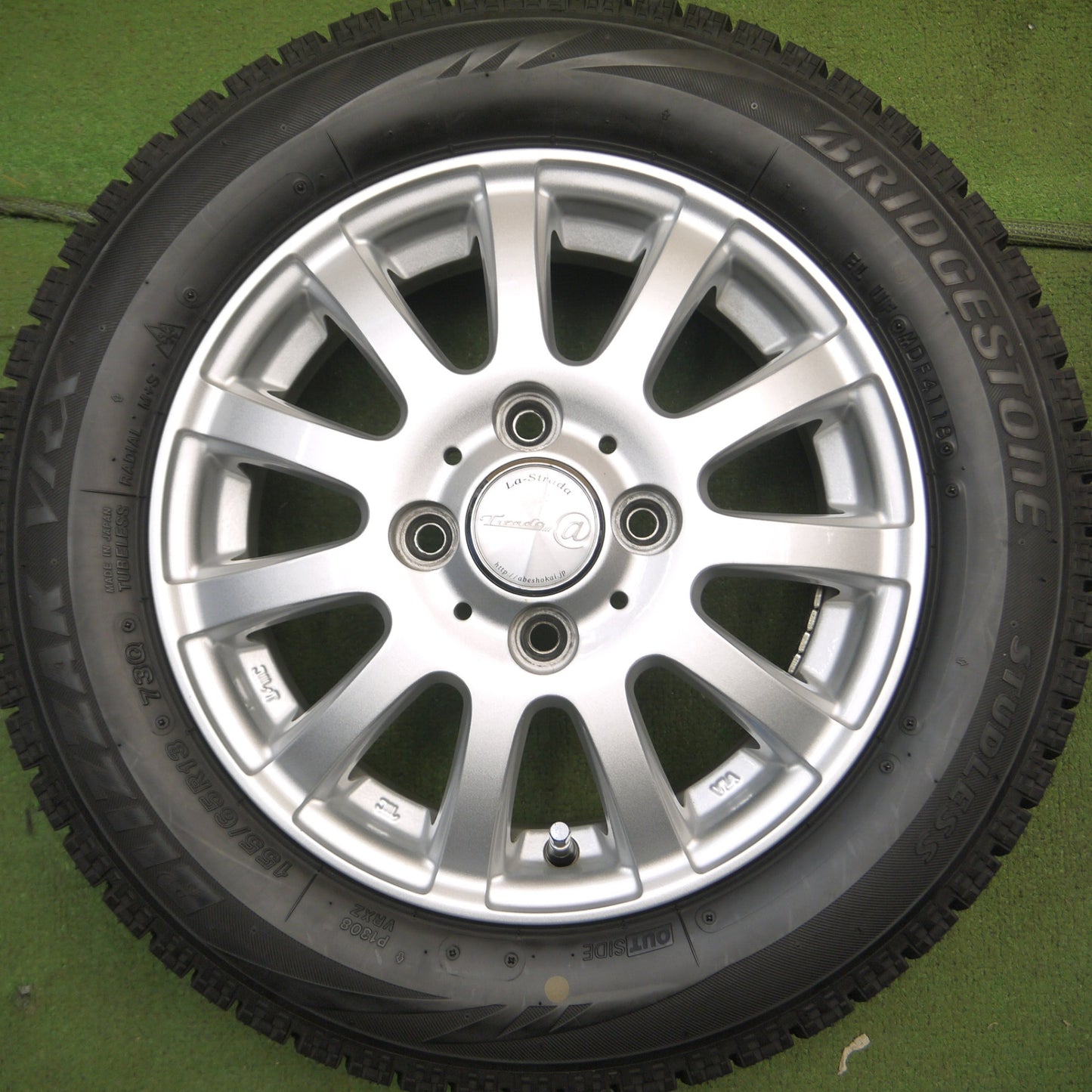 *送料無料* バリ溝！キレイ！9.5分★スタッドレス 155/65R13 ブリヂストン ブリザック VRX Tirado＠ 阿部商会 ティラード PCD100/4H★4060706Hス