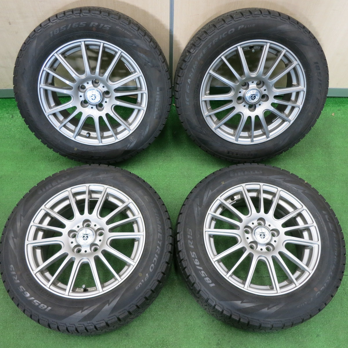 [送料無料] キレイ★スタッドレス 185/65R15 ピレリ アイスアシンメトリコ プラス GMach weds 15インチ PCD100/5H★4121605TNス