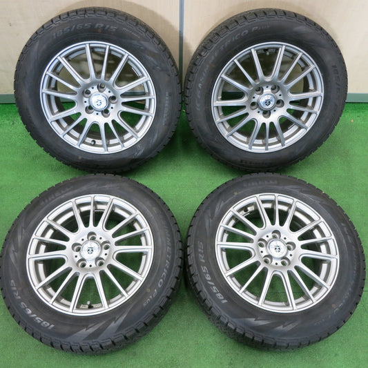 [送料無料] キレイ★スタッドレス 185/65R15 ピレリ アイスアシンメトリコ プラス GMach weds 15インチ PCD100/5H★4121605TNス