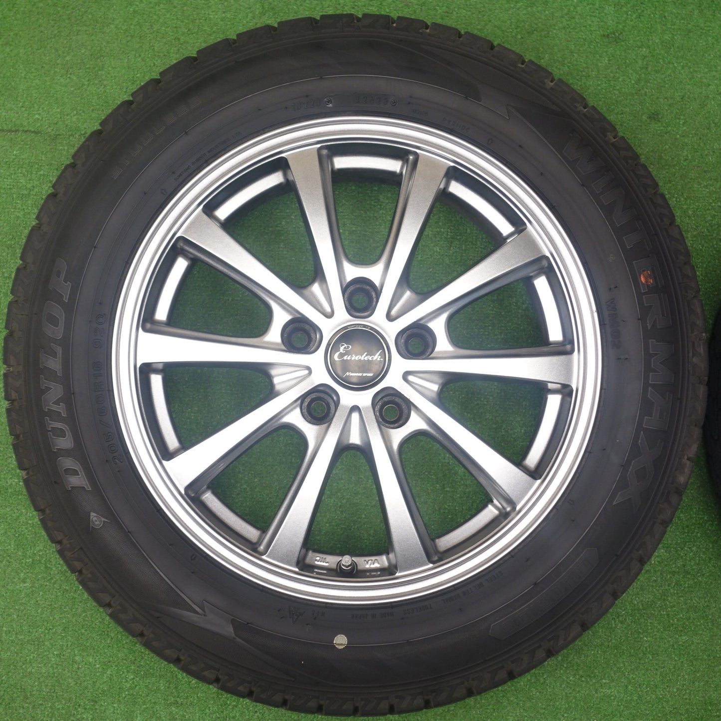 バリ溝！23年！9.5分★スタッドレス 205/60R16 ダンロップ ウインターマックス WM02 Eurotech MANARAY SPORT ユーロテック 16インチ PCD114.3/5H★6030201KTス