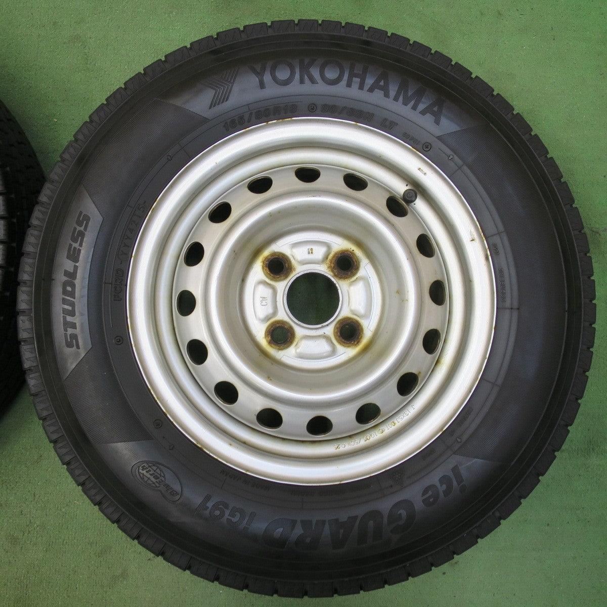 バリ溝！9.5分★スタッドレス 165/80R13 90/88N ヨコハマ アイスガード iG91 スチール ホイール 13インチ PCD100/4H★5093009イス