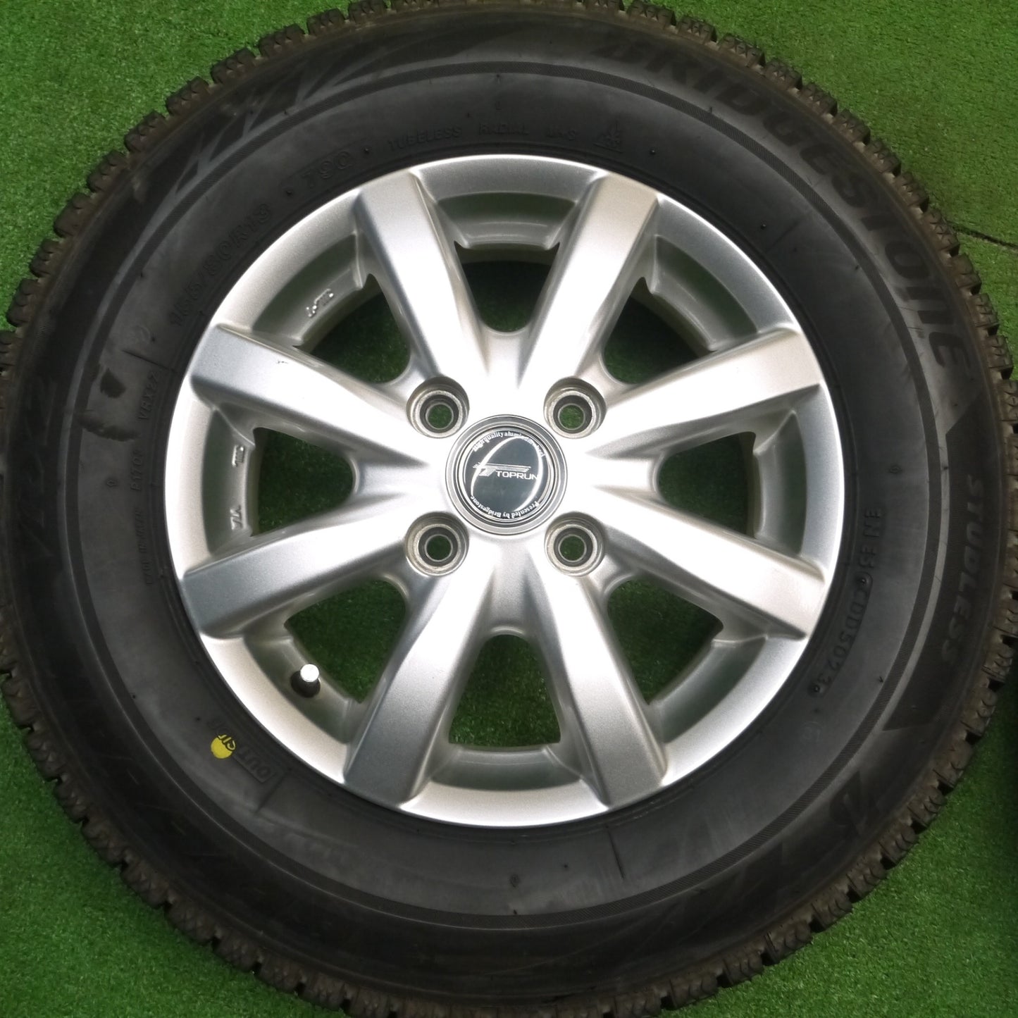 [送料無料] バリ溝！23年！キレイ！ほぼ10分★スタッドレス 155/80R13 ブリヂストン ブリザック VRX2 TOPRUN トップラン 13インチ PCD100/4H★4121302Hス