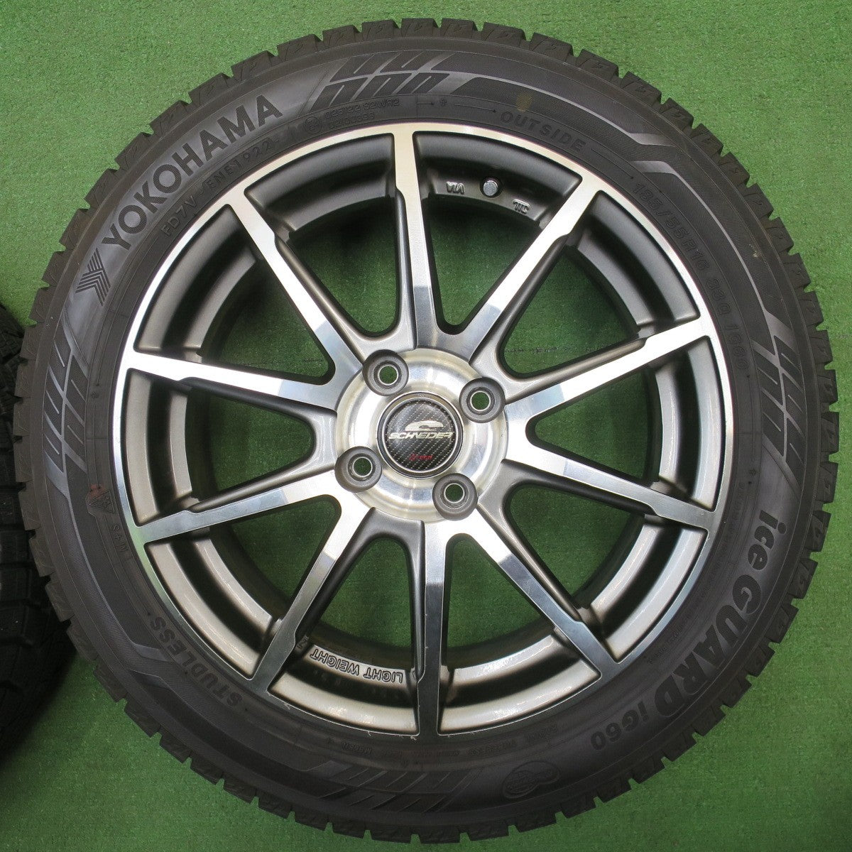 バリ溝！22年！9.5分★スタッドレス 185/55R16 ヨコハマ アイスガード iG60 SCHNEIDER シュナイダー 16インチ PCD100/4H★6020601NJス