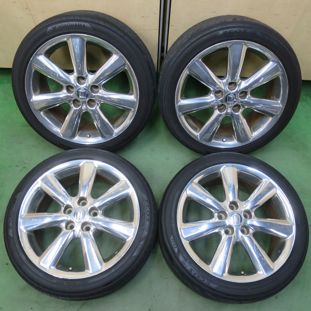 4本価格★トヨタ クラウン アスリート アニバーサリー メッキ 特別仕様車 純正 225/45R18 ヨコハマ エコス ES31 18インチ PCD114.3/5H★6032601イノ
