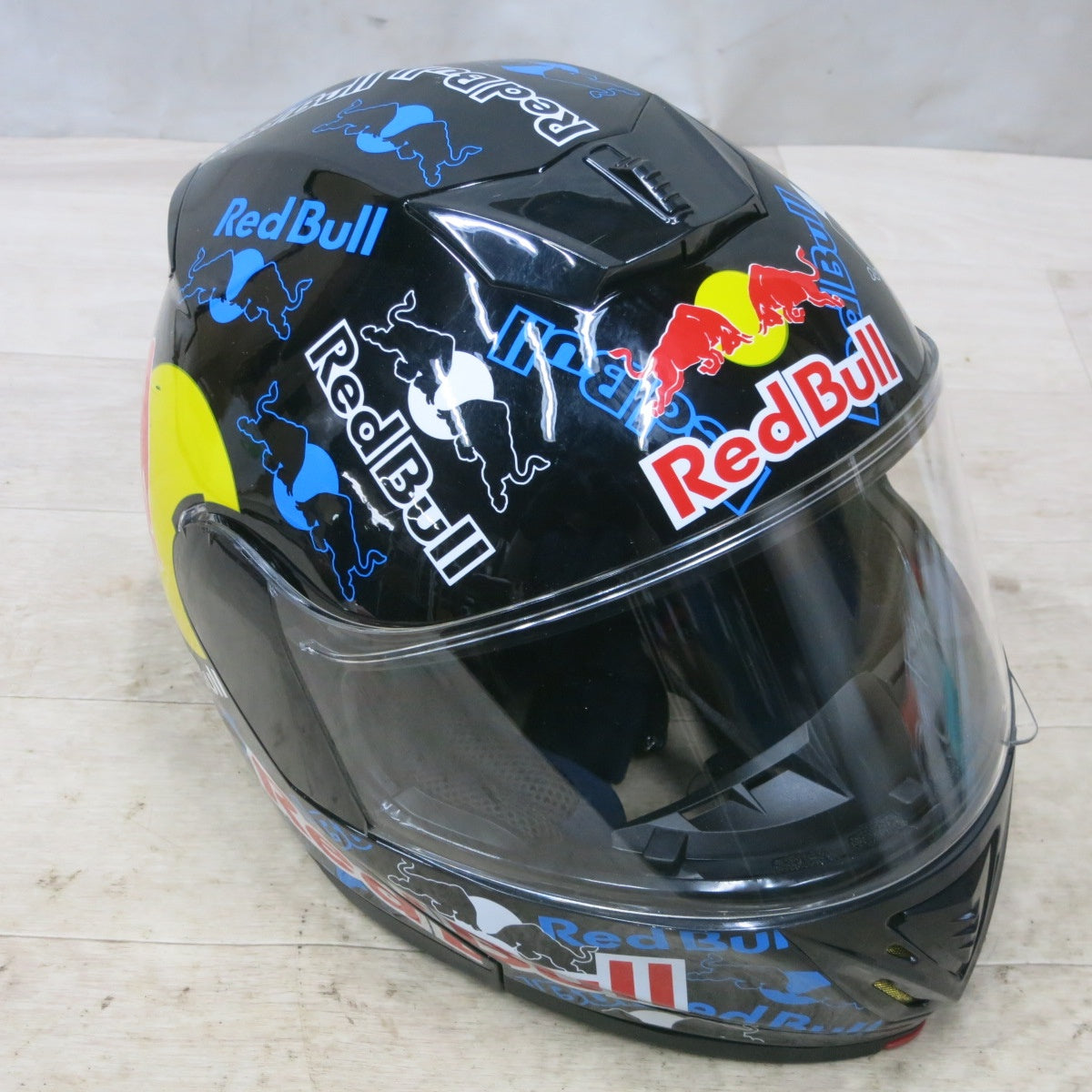 [送料無料] ◆レッドブル Redbull フルフェイスヘルメット XLサイズ シールド ブラック 黒 観賞用 ディスプレイ用◆